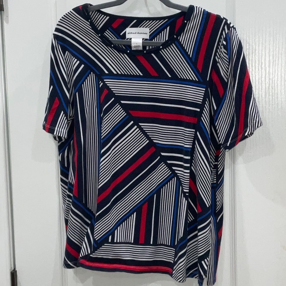 Alfred Dunner Women's Short Sleeve Top - Black, Red, Blue, White